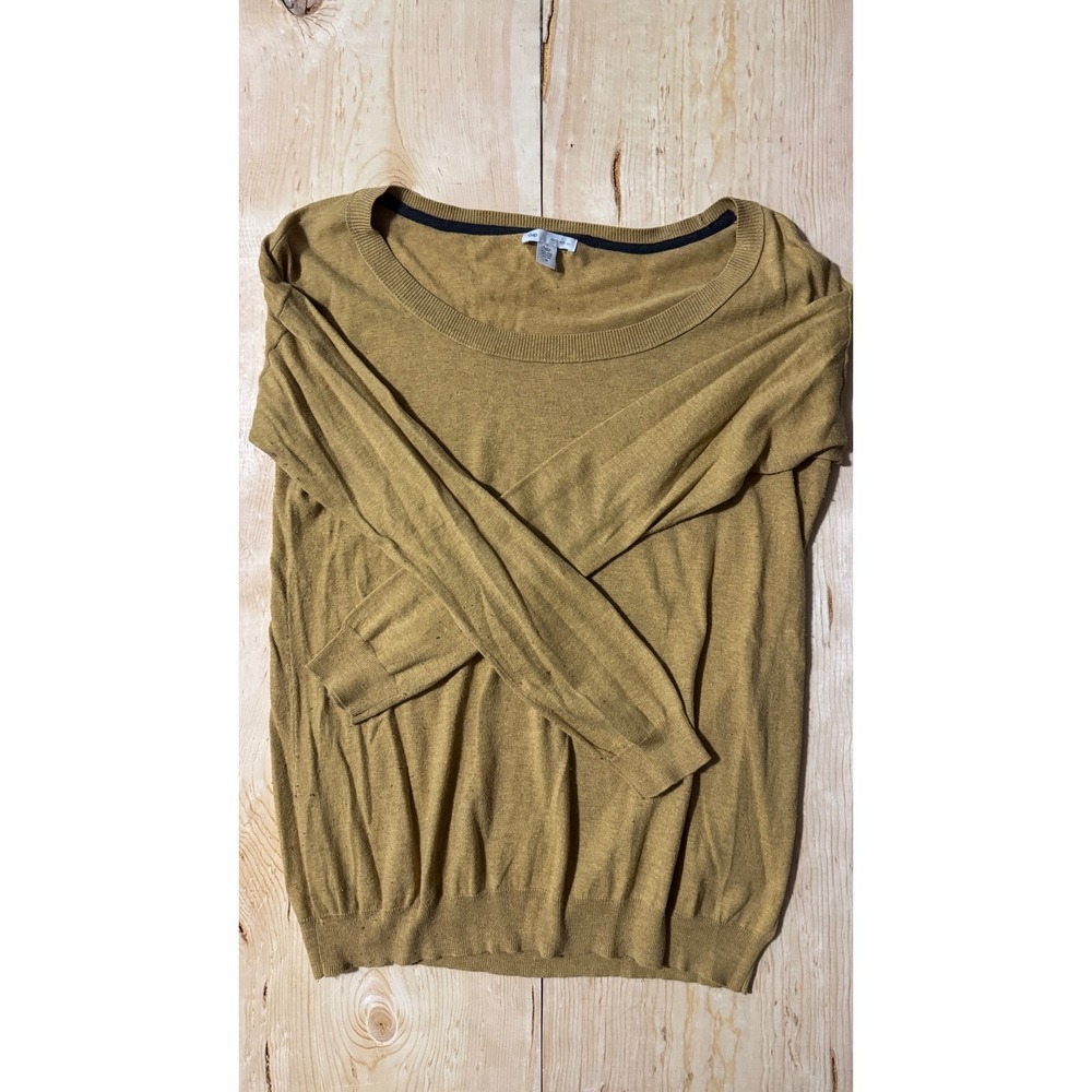 Gap‎ Womens Mustard Yellow Silk Blend Scoop Neck Pullover Sweater Size M